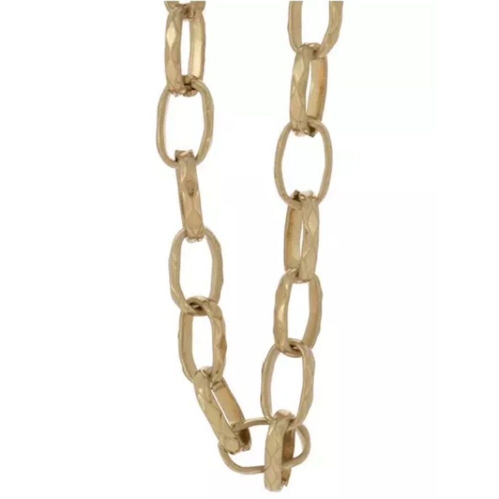 New 16” Gold-Tone Hammered Link Necklace - Women Jewelry